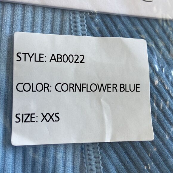 For Love & Lemons NWT size XXS Blue Dani Ribbed Biker Shorts - Picture 7 of 9